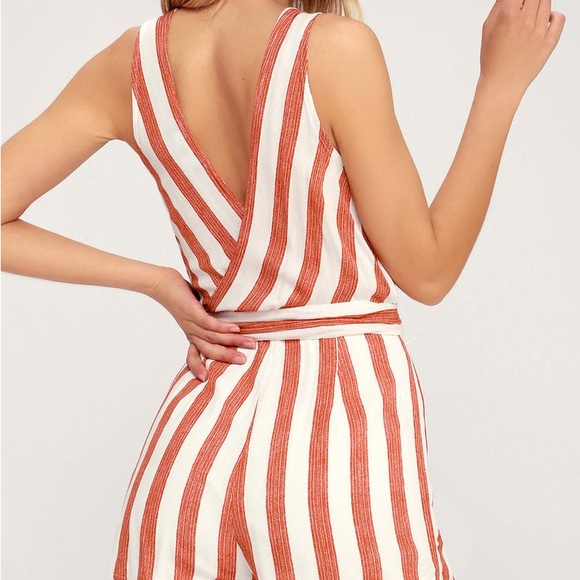 Red and white stripped romper - Picture 3 of 3